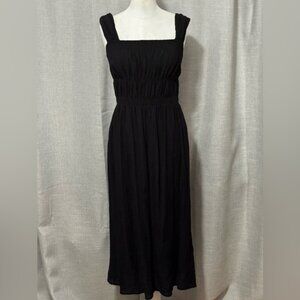 NWOT H&M Sun Dress-Sz S-Black-Wide Straps-Elastic Top-Gathered Details-Viscose